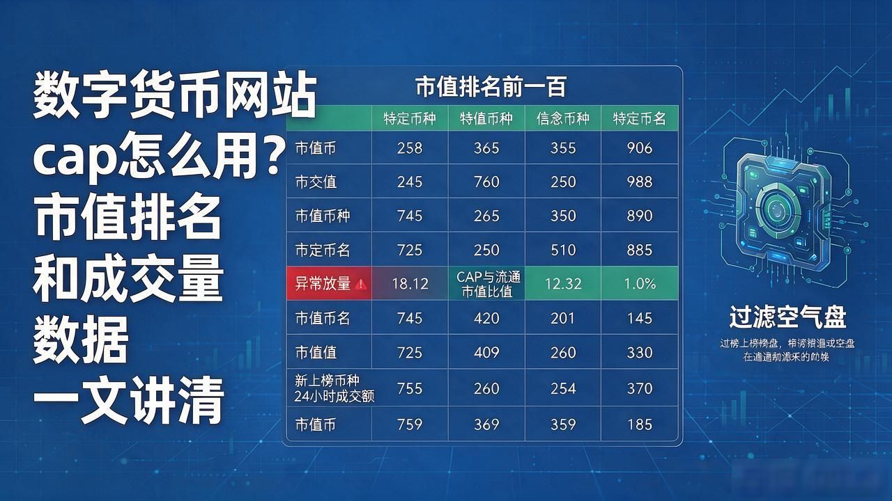 数字货币网站cap怎么用？市值排名和成交量数据一文讲清