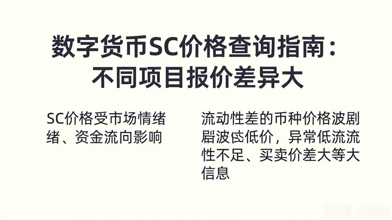 数字货币SC价格查询指南：不同项目报价差异大