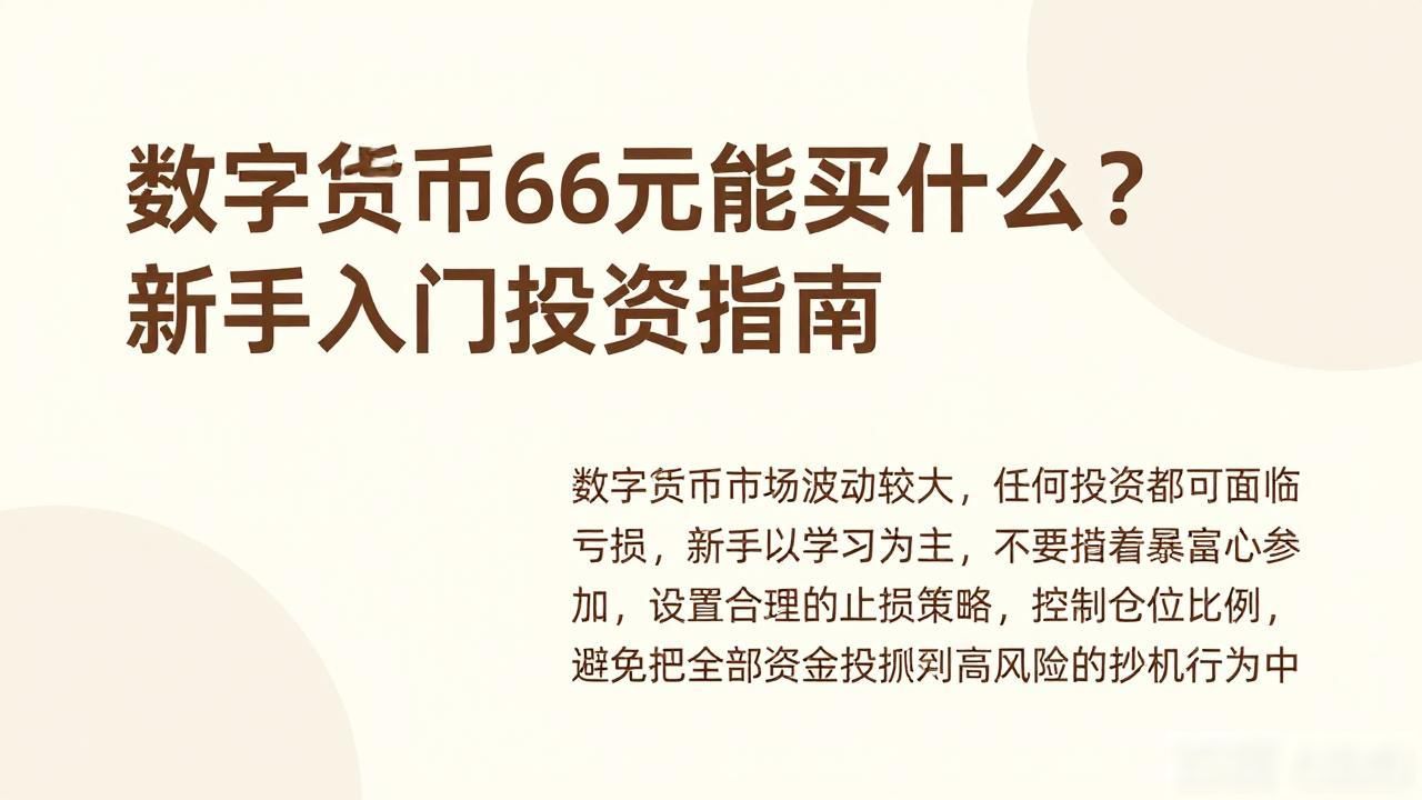 数字货币66元能买什么？新手入门投资指南