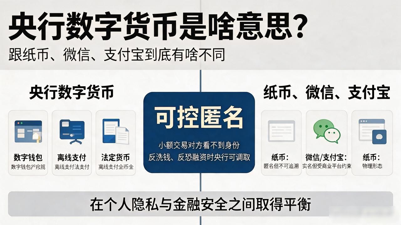 央行数字货币是啥意思？跟纸币、微信、支付宝到底有啥不同